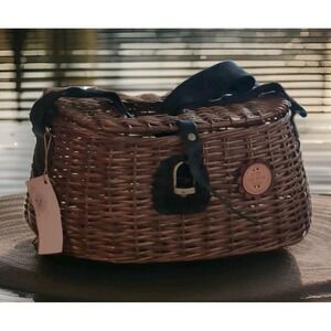 St. Croix Creel Knitting Basket Woven Fishing Creel With Fish Latch New‎